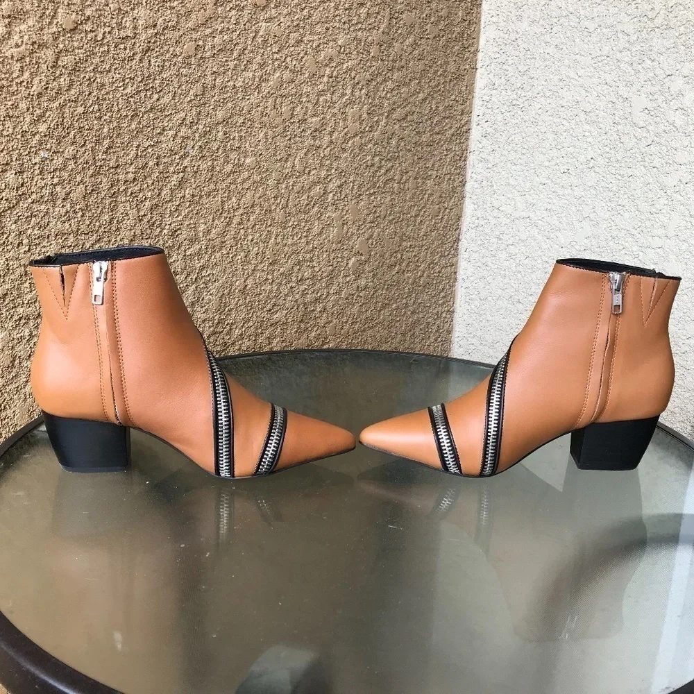 NWT SOL SANA Diego Caramel Leather Zipper Boots- 6